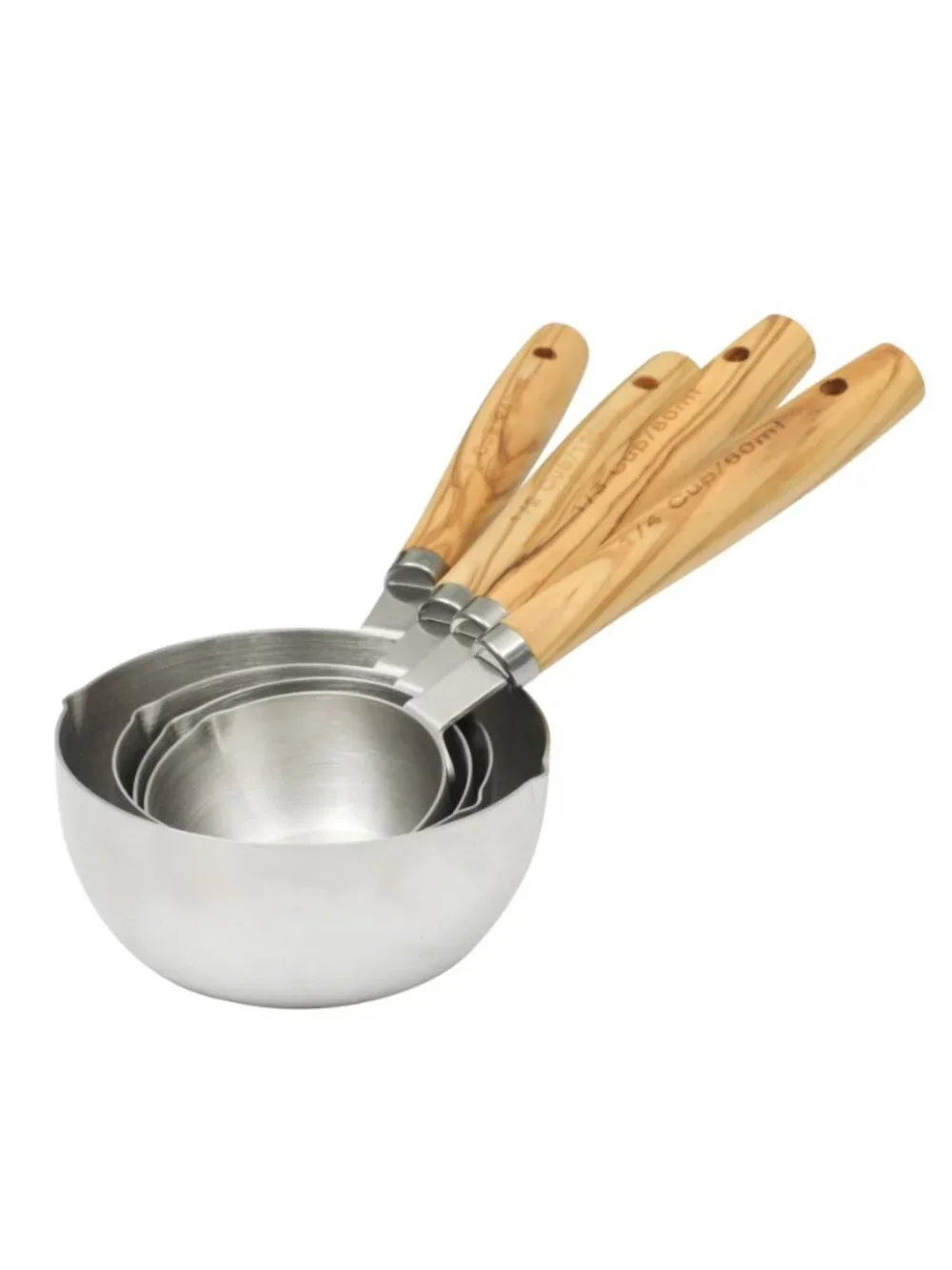 The Pioneer Woman Home Silver Olive Wood Stainless Steel Measuring Cups Set of 4